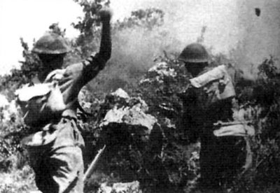 Poles storm a hill during the battle. Poles storm a hill during the battle.
