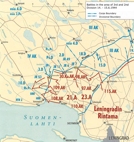 2nd and 3rd Division battles, 14-15 June, Source: Sotatoimet p.228 2nd and 3rd Division battles, 14-15 June, Source: Sotatoimet p.228