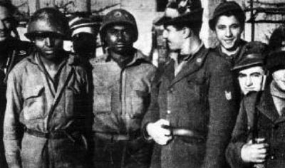 Two American POWs with a group of Alpini of the Monterosa Division.