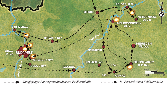 The movement of the Panzergrenadierdivision Feldherrnhalle and 13. Panzerdivision &lsquo;Feldherrnhalle&rsquo; during October - November 1944