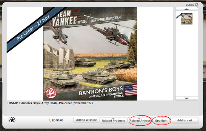 The product code entered into the search box found on the Team Yankee website