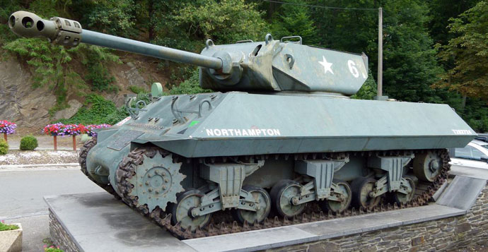 The Achilles commemorating the liberation of La Roche by the 51st Highland Division
